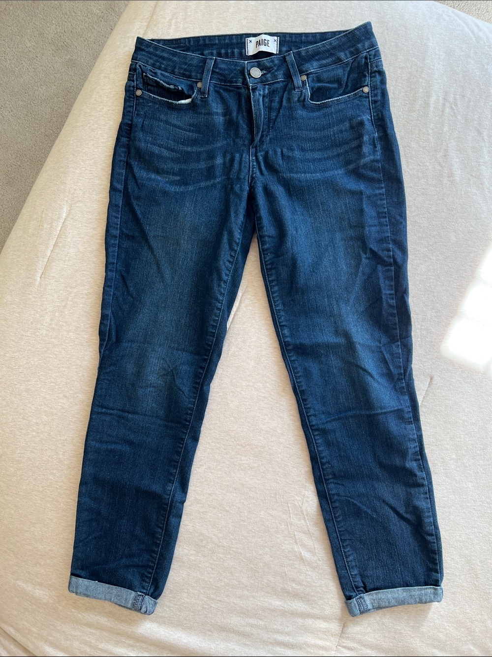 PAIGE Dark Indigo Boyfriend Jeans